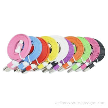 Colorful Plastic Flat Micro USB Data Cable for iPhone 5c and 5s